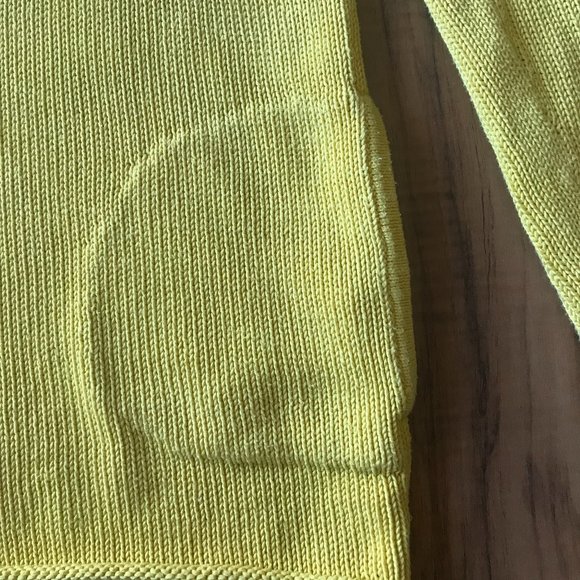 J Crew Chunky Knit Sweater Plunging V Neck Pockets Mustard Yellow Womens Medium - Picture 4 of 8